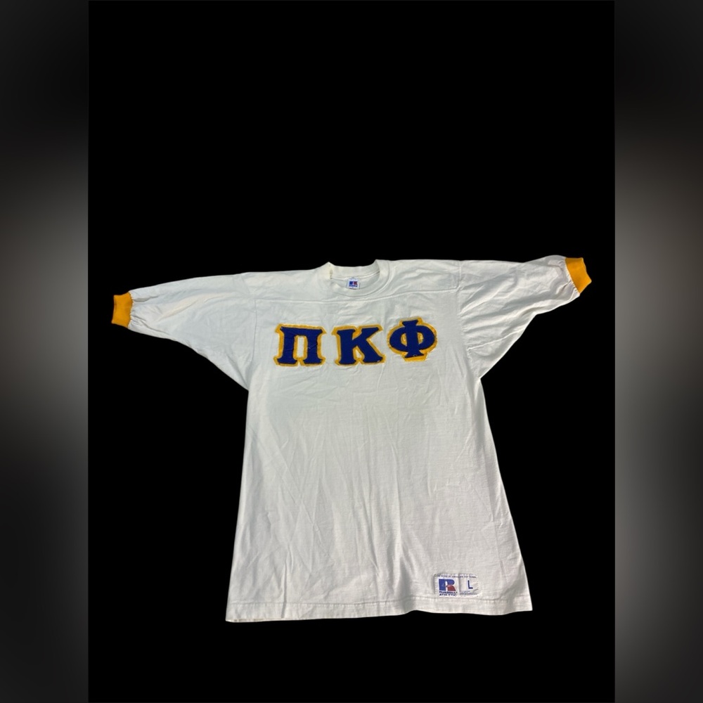 Vintage 80s Mens Large Russell Athletic Pi Kappa Phi Greek Letters Jersey Shirt